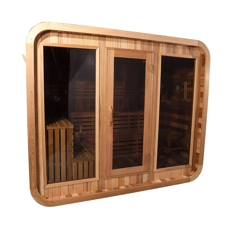 New design Canada red cedar cube outdoor traditional wood fired sauna for 4-6 people