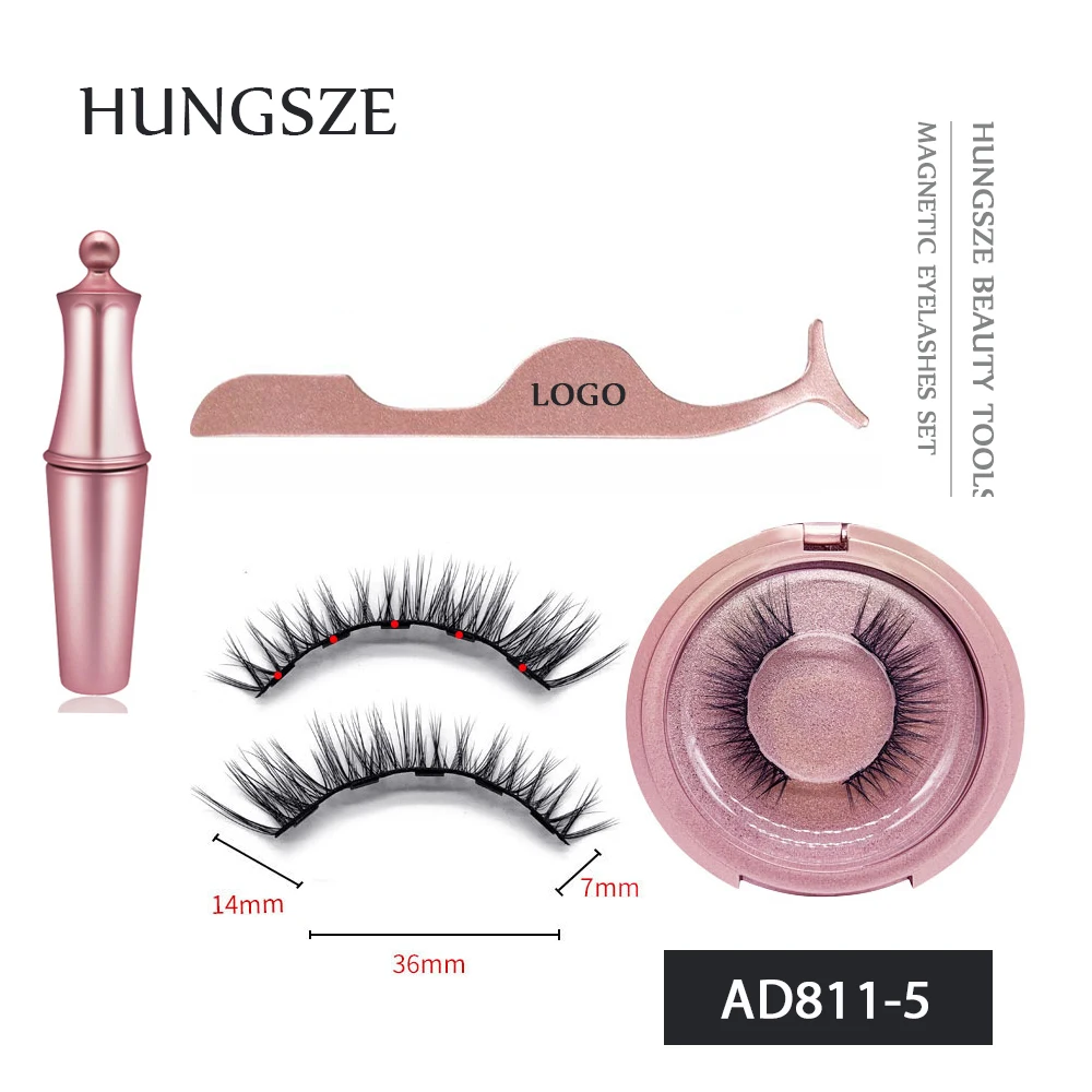 
Magnetic Eyelashes with Mirror Tweezers Pink Rose Gold Eye Lash Applicator Set 