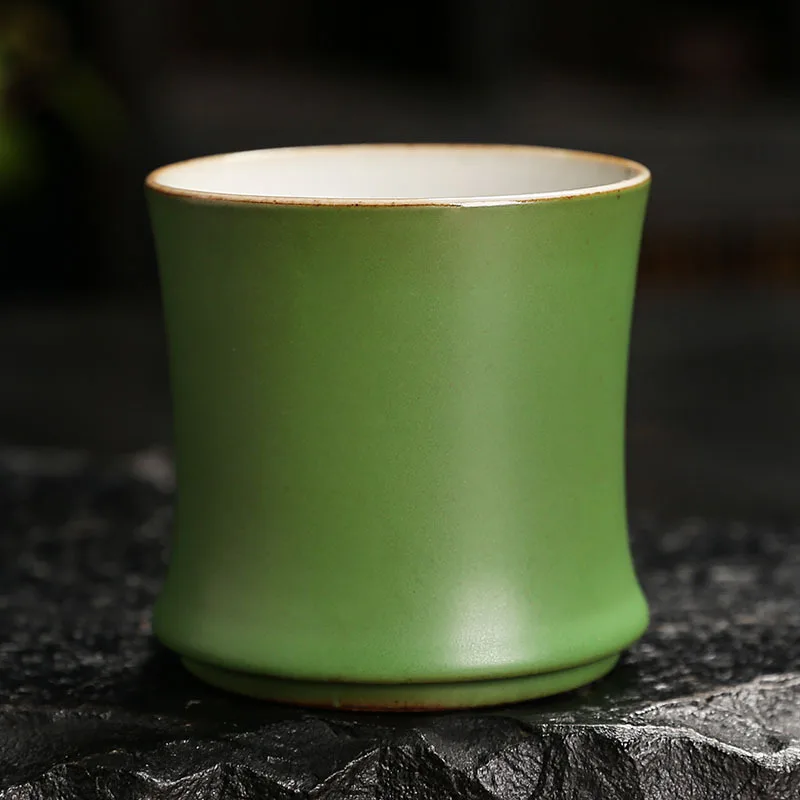 Japan Retro Bamboo Shape 90ML Tea Mug Cup for Home Office Tea Water Milk Beer Drinks Green Ceramic Creative Mugs Teacup