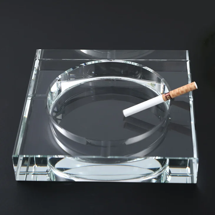 Wholesale support personalized logo custom glass ashtray, custom logo smokeless pocket portable cigar ash tray