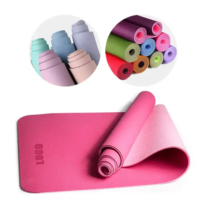 No-slip TPE Yoga Mat Manufacturer Eco-fridenly Yoga & Pilates 6mm OPP Bag Purple Pink Blue Red Black 183cm