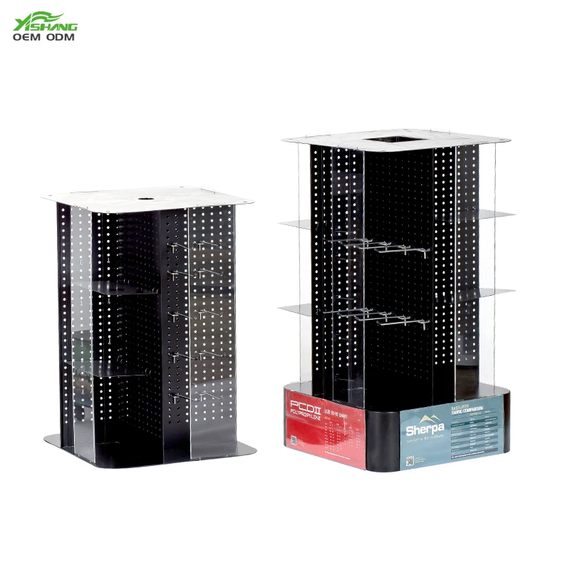 Custom rotating black metal floor rack sock display stand