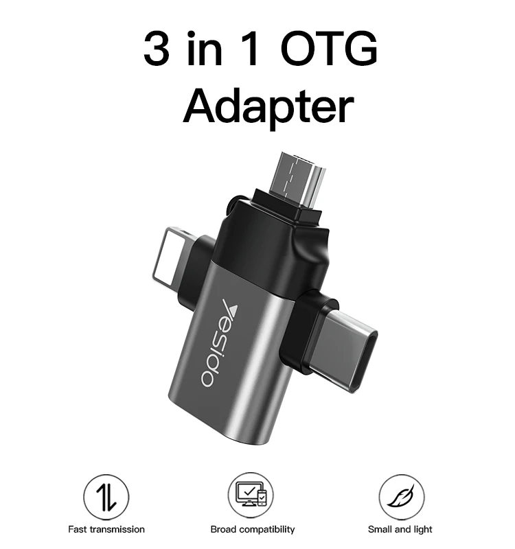  Адаптер 3 в 1 с Usb на Type C Micro 8Pin Otg адаптер 0 для Iphone Lightning