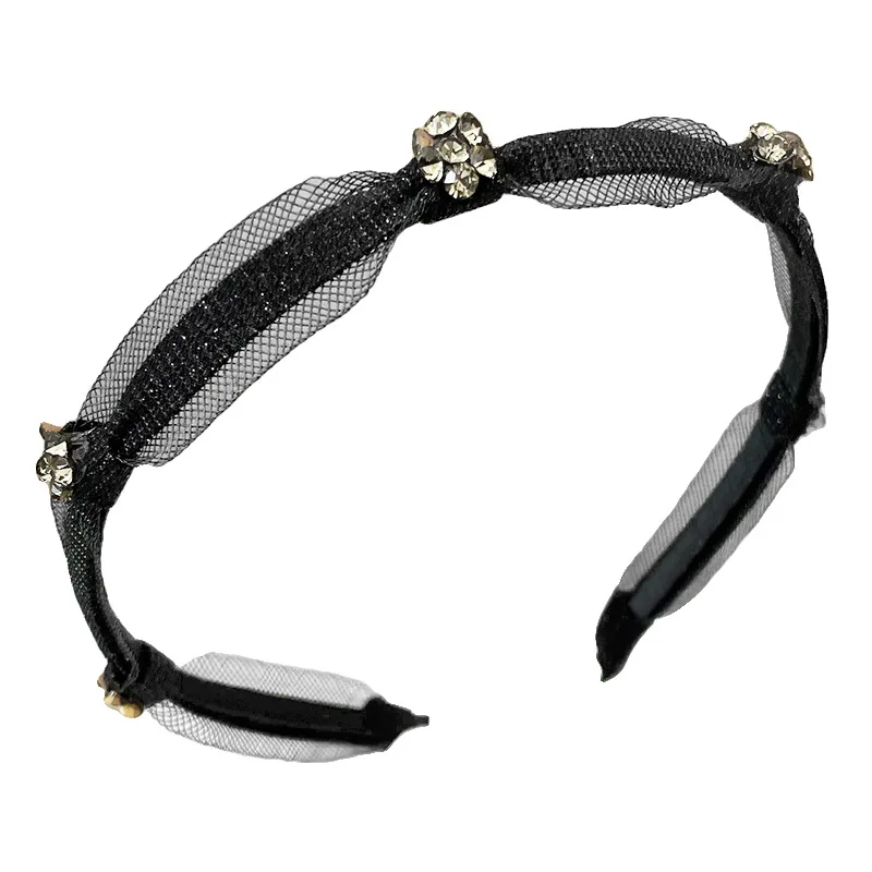 
Simple Elegant Hair Band Korean Knotted Bright Silk Rhinestone Headband Hoops Thin Hair Pin Hair Clip 