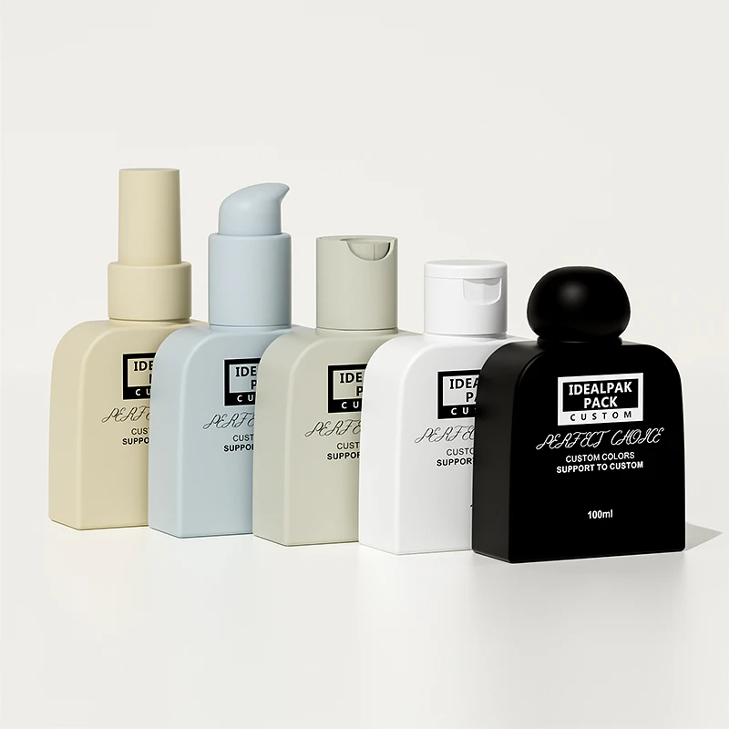 Luxury Skin Care Body Lotion Packaging Container 100ml Unique Shape PE Plastic Bottle