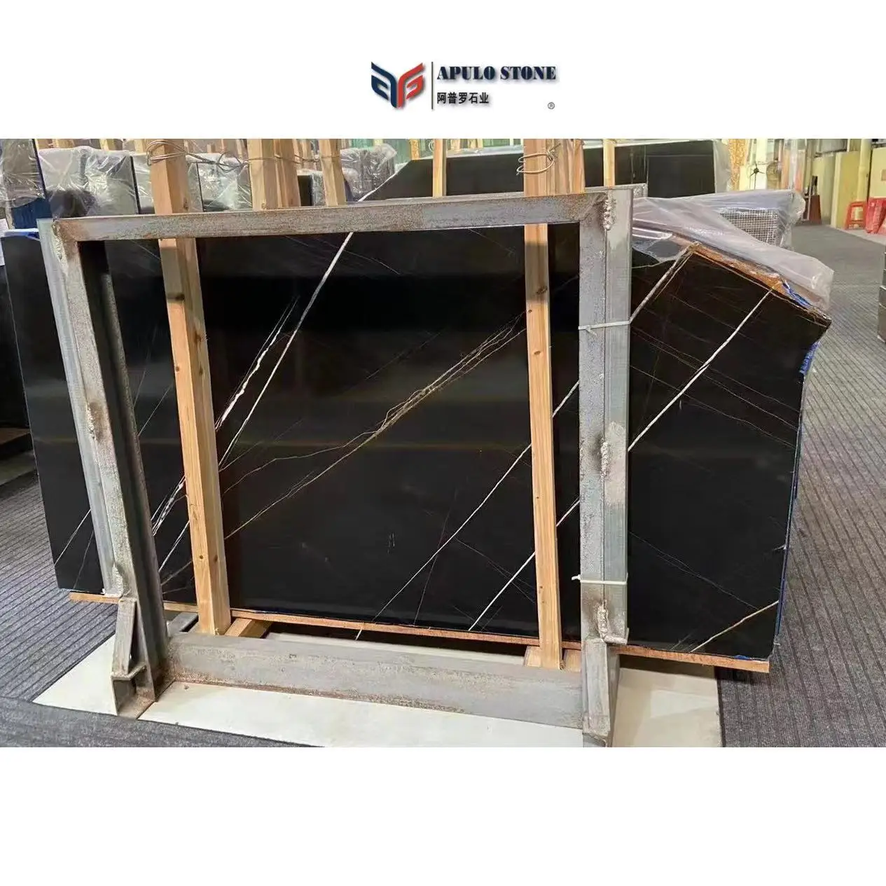 Hot sale cheap Black Galaxy Granite tile slab Apulostone wall slabs For Kitchen Floor Wall Decor