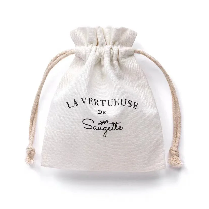 Custom Cotton Drawstring Pouch Bags Reusable Eco Friendly Blank Small Organic Cotton Drawstring Bag with Logo