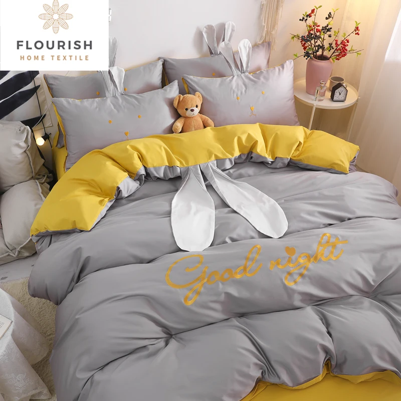 Flourish Oem/Odm King Size 100% Cotton Bedsheet Bedding Set Luxury cadar Juegos Sabanas De Cama Drap De Lit For Home Wholesale