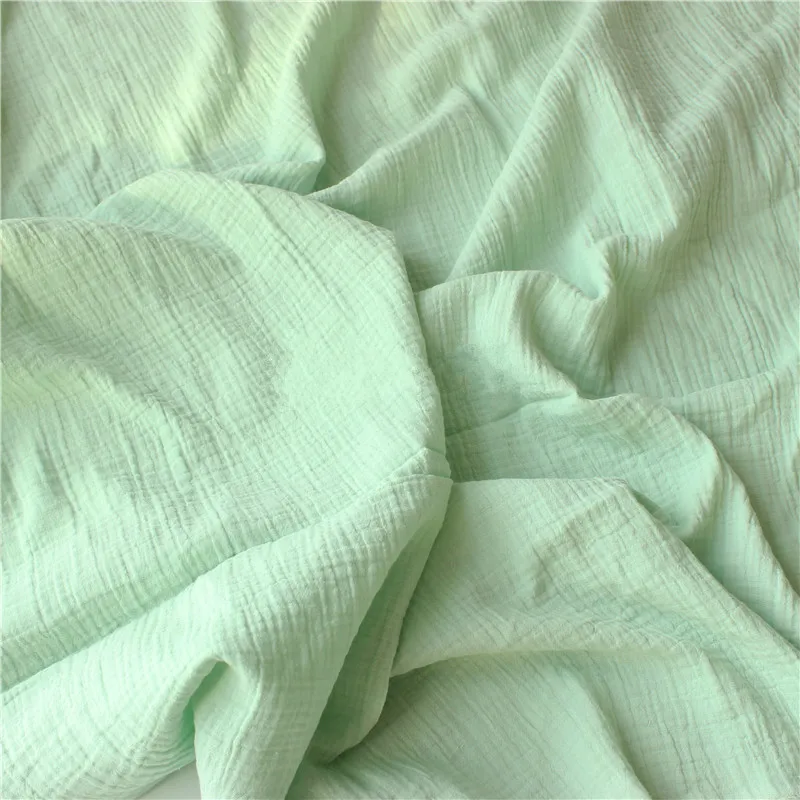 Wholesale Solid Crinkle Cotton Muslin Double Gauze Fabric For Baby Clothes and Diapers