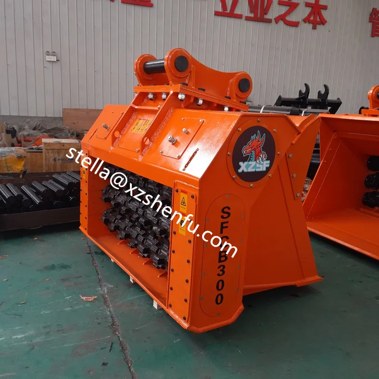 30tons Excavator Brick Coal Mining Crushing Screener Crusher Bucket