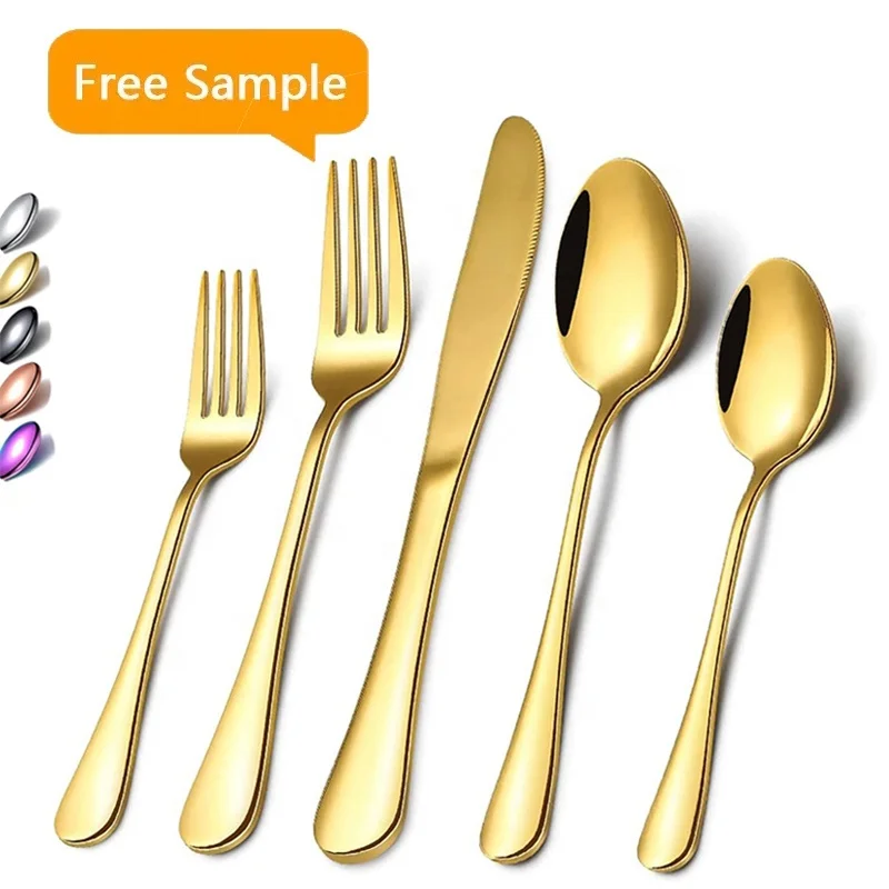 Bulk High Quality Wedding Luxury Gold Cutlery Set Spoons Forks and Knife Stainless Steel Flatware Set for Restaurant Hotel