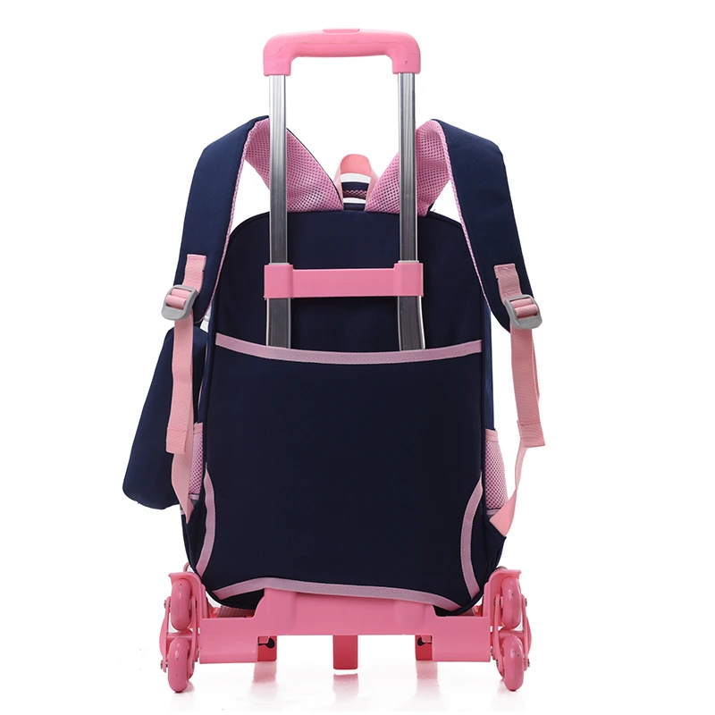 Trolley School Bag with Six Wheels Fashionable School Trolley Bag For Girls Boys Easy Climb Stairs School Bag With Trolley