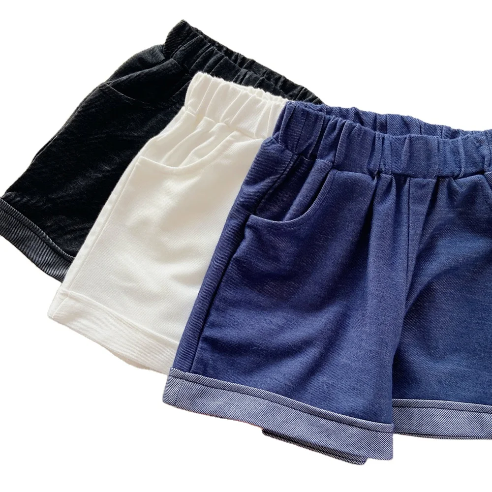 Australia Soft Denim Kids Shorts Summer Solid Cargo Pants Unisex Boutique Loose Wide Leg Kids Girls Shorts