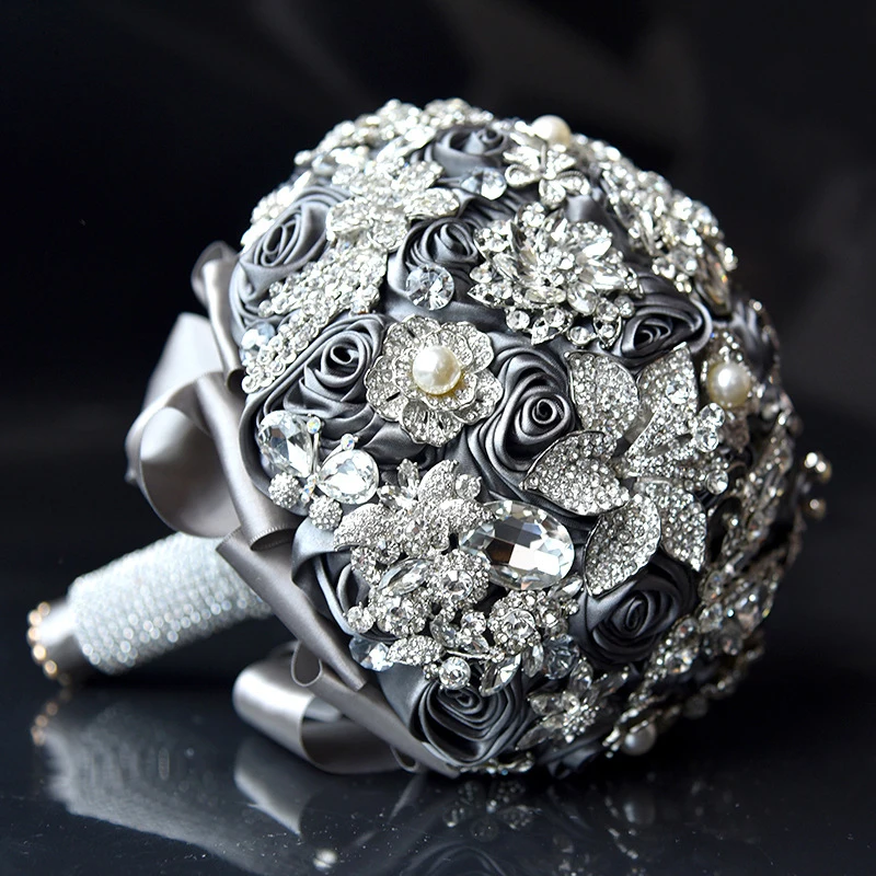 Romantic popular design handmade rhinestone bouquet full crystal luxury wedding bridal diamond bouquet
