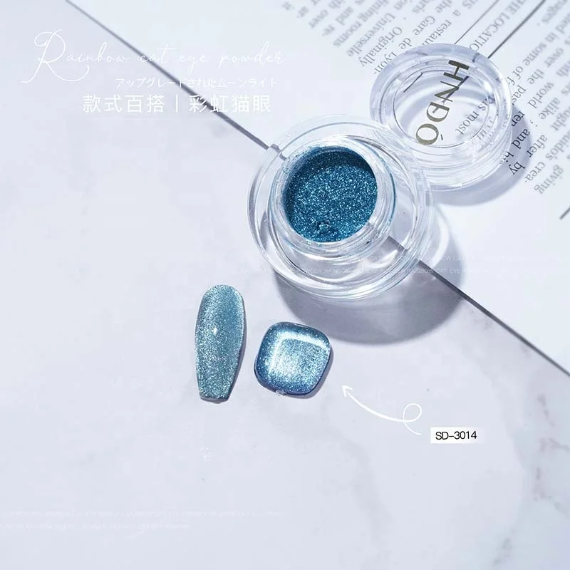 Wholesale Dip powder pearl colorful pigment 9D Cat Eye Powder magnetic 3D glitter nail art