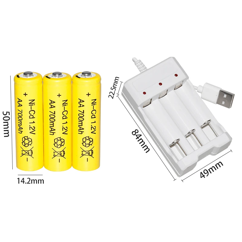 Factory No.5 Nicd rechargeable AA 700mAh 1.2V operated train battery toy car for kids nickel cadmium batteries