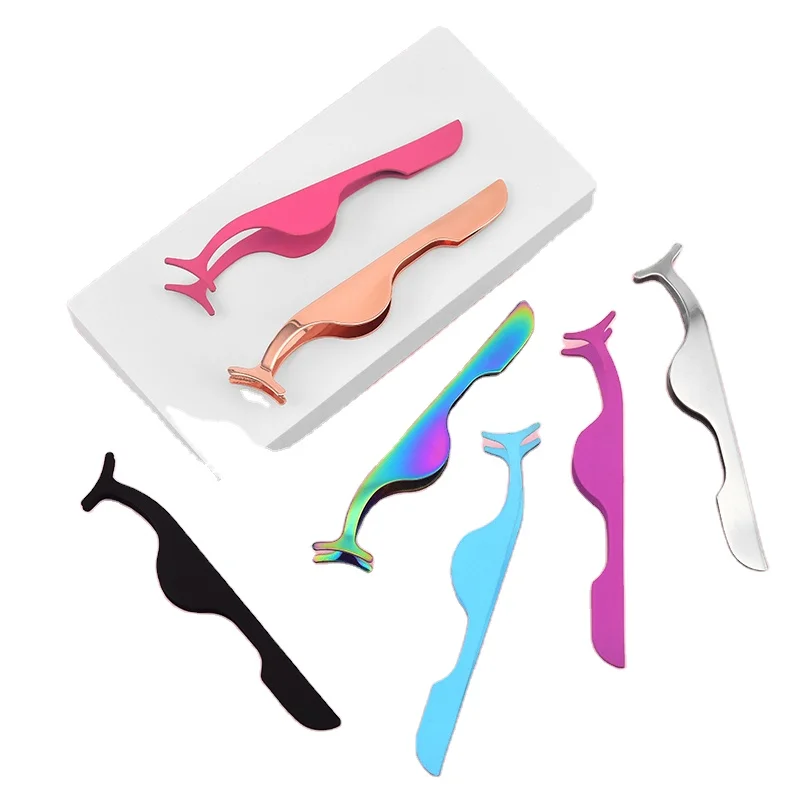 OEM Logo Stainless Steel Eyelash Applicator with Rounded Tip Private Label Eyelash Makeup Tools & Lashes Tweezers