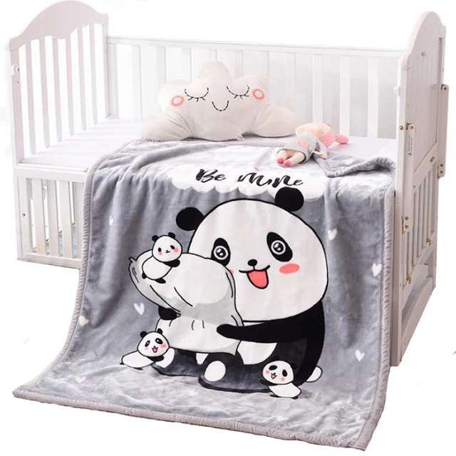 
Customized size fleece cute panda kids cartoon plush animal baby blanket 
