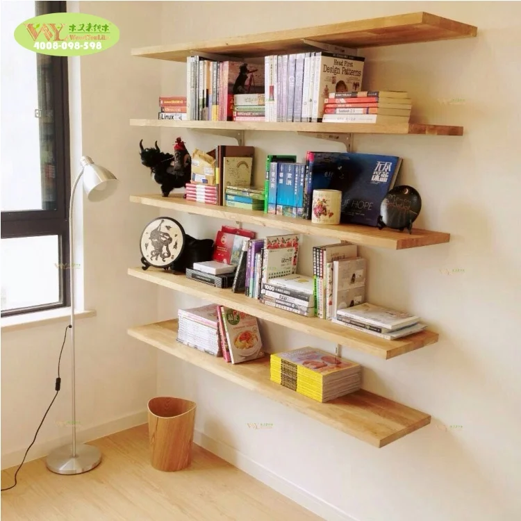 Customized Solid Wood Wall Shelves for Home Decoration /iron wood stacking racks &