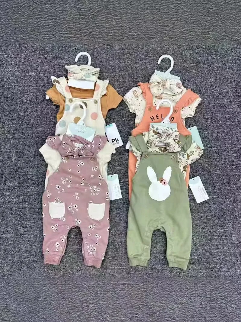 2024 New arrival knitted baby jumpsuit, floral pattern long sleeve baby girl clothing 3-piece set 3-12 months toddler clothing