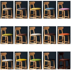 Whole sale cheap Modern simple backrest chair bar chair wholesale Front desk of milk tea shop solid wood high bar stool