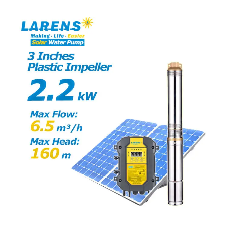 LARENS 2200W 2.2Kw 3Hp Pompe Immergee Farm Irrigation Submerged Water Pump Machine Deep Well Solar Water Pump