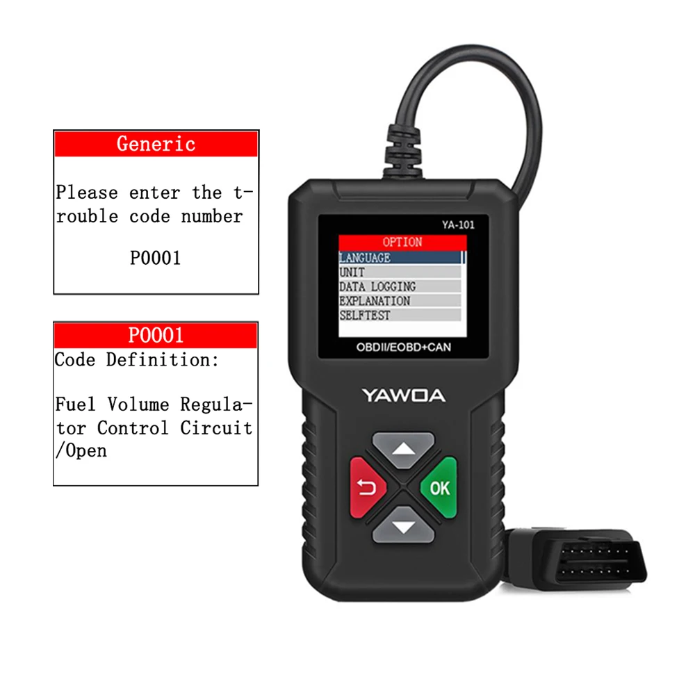 Ya101 Obd2 сканер Ya-101 Автомобильное устройство чтения кода для проверки двигателя O2 датчик и улавливания топливных паров (Evap) тест бортовое испытание монитора Pk Kw310
