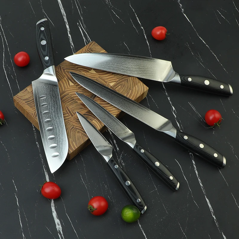 Juegos De Cuchillos Sharp Messerset Роскошный профессиональный набор шеф-поварских ножей японский AUS10 Дамасская сталь 67 слоев кухонных
