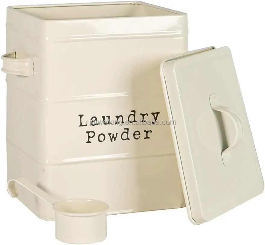 Galvanized Metal Storage Box Laundry powder storage box with lip washing tablets storage Container Box Laundry Organization