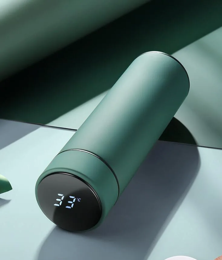 Creative macaron gift custom logo solid color intelligent temperature measuring stainless steel thermos cup