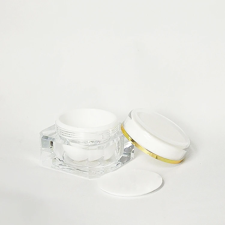 
 Round lid square bottle body adopts a variety of top lid acrylic cosmetic packaging jars  