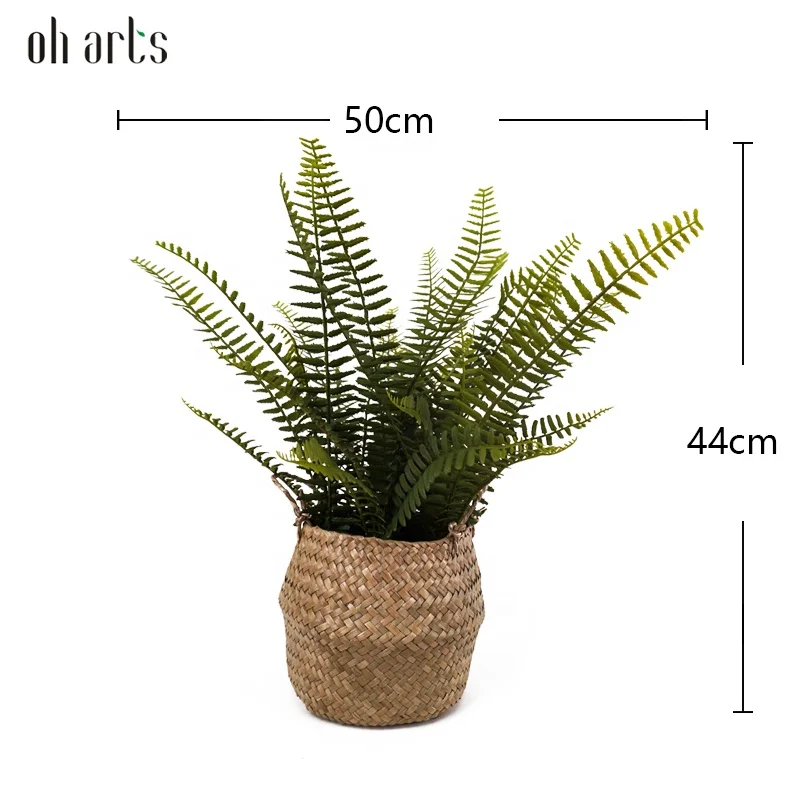 Oh Arts Manufacturer Direct Sale Simulation Ferns Artificial Ferns Plants in wicker basket for Home Decor