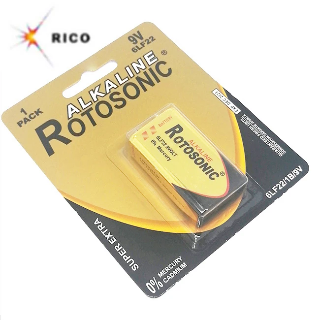 ROTOSONIC Hot selling 9V 6LR61 used for Electronic Equipment alkaline dry batteries
