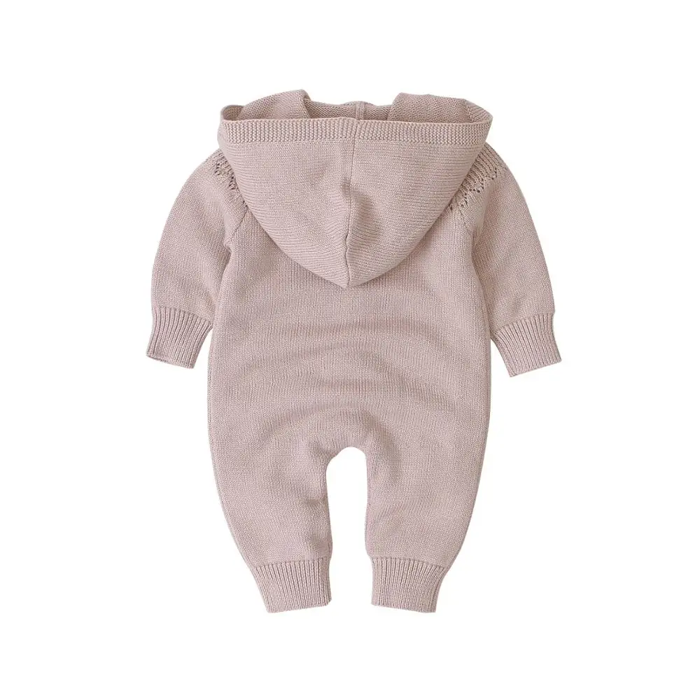 Newborn infant knit onesie clothing toddler crochet jumpsuit cotton hooded baby romper