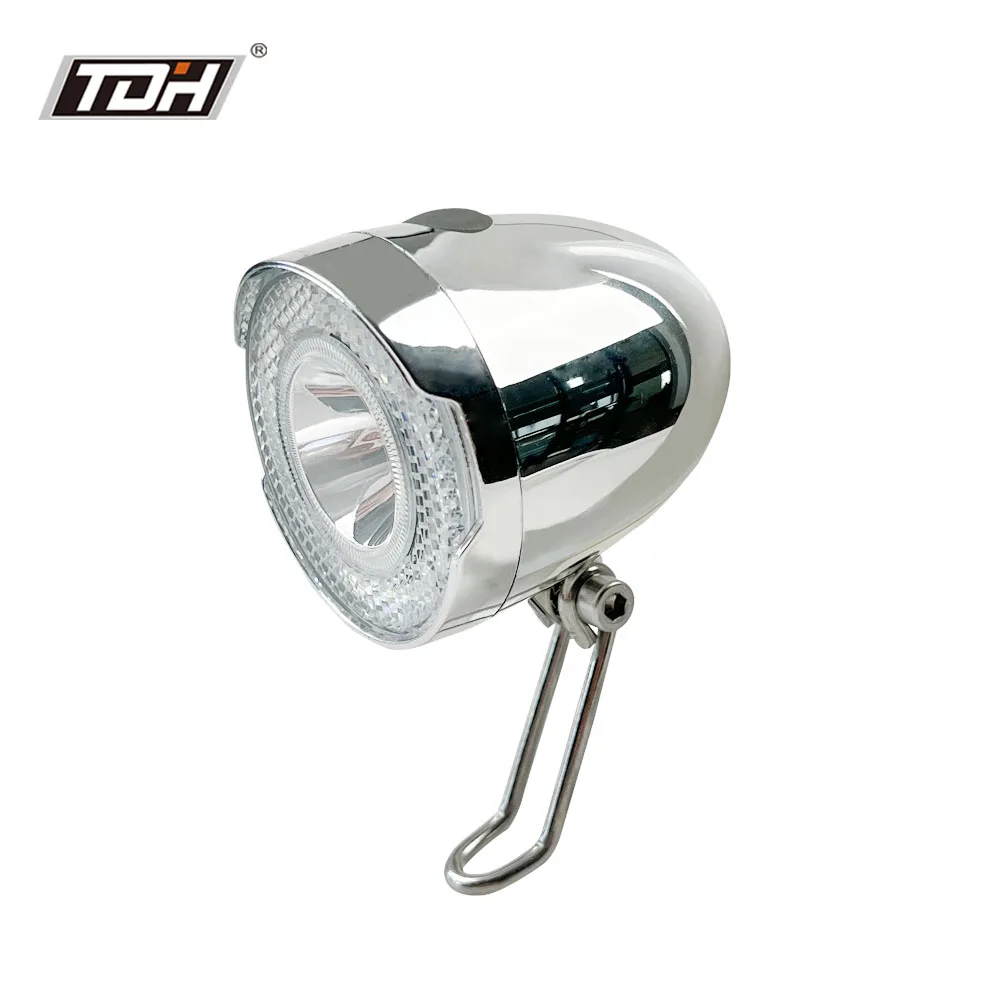 High Quality Durable  LED Silver Stainless Steel Bicycle  Brightness Headlight Bicycle LED Light Bike Accessories