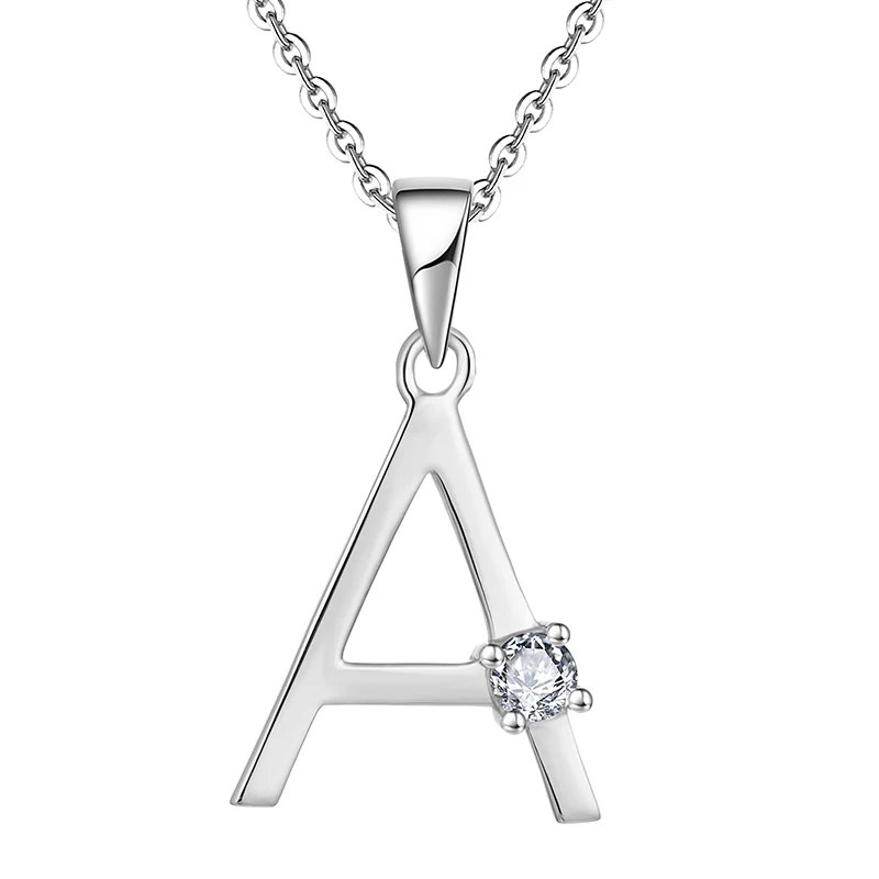Hot selling personalized boutique jewelry 925 sterling silver zircon necklace retro letter charm necklace for women