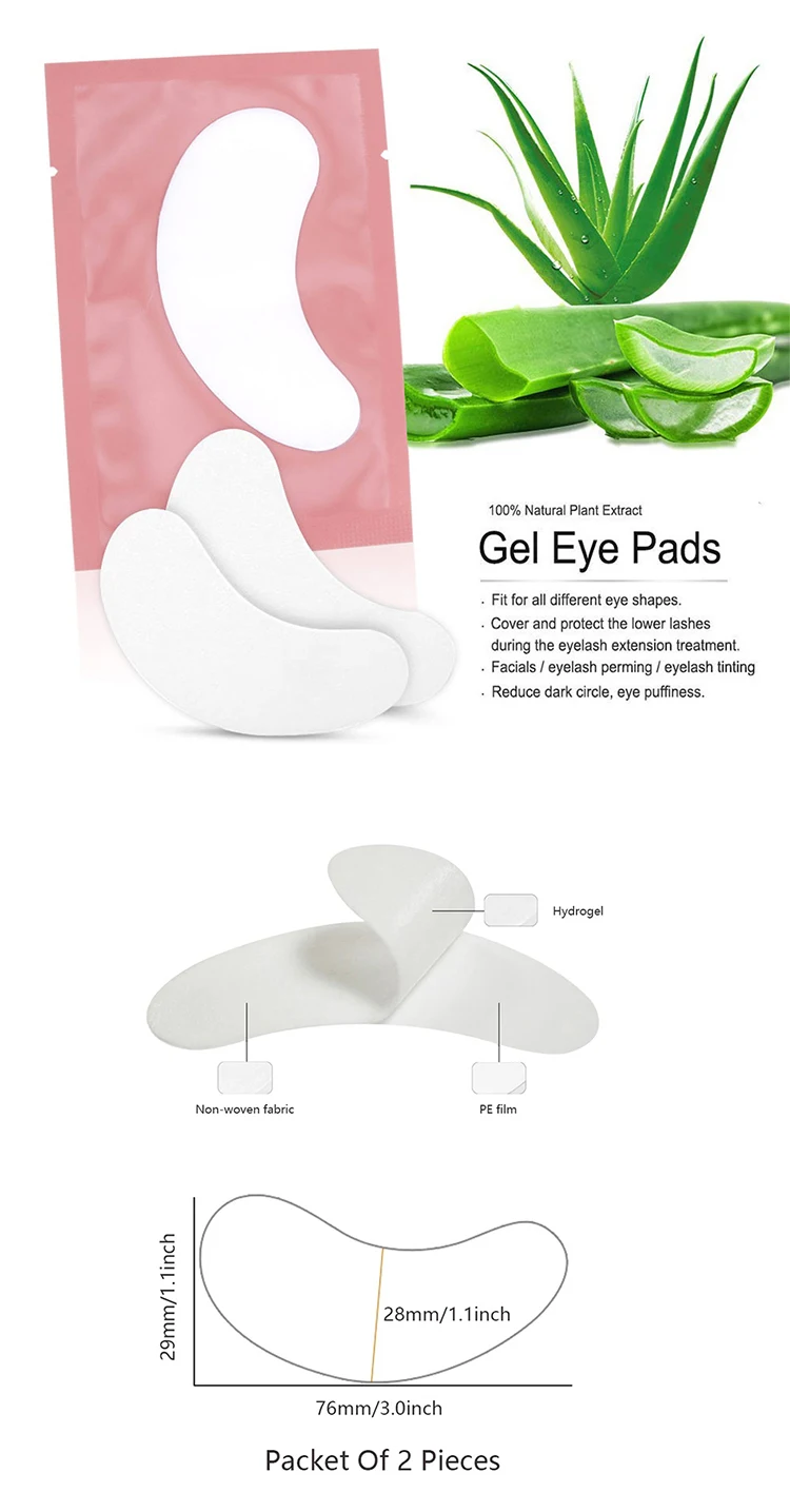 Factory Private Label Single-use Lint Free Eye Gel Pad Hydrogel Patches Isolation Pad For Eyelash Extension