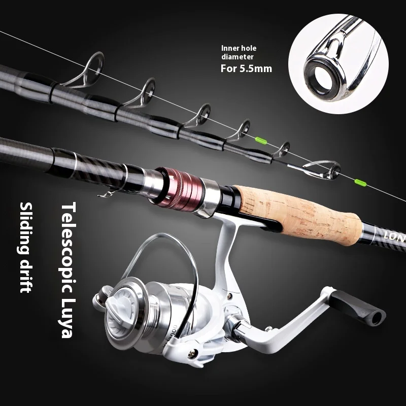 1.8m-3.6m Ultra-Light Carbon Fiber Telescopic Reel Set Cork Handle Fast Fishing Rod Bass River Lake Stream Slow Spinning 200g