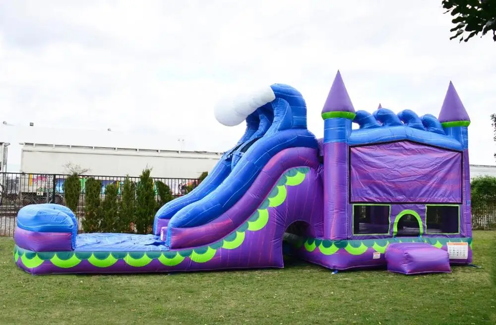 
wholesale Inflatable mermaid dual lane titan plus 6 in 1 combo game bounce house with water slide for sale 