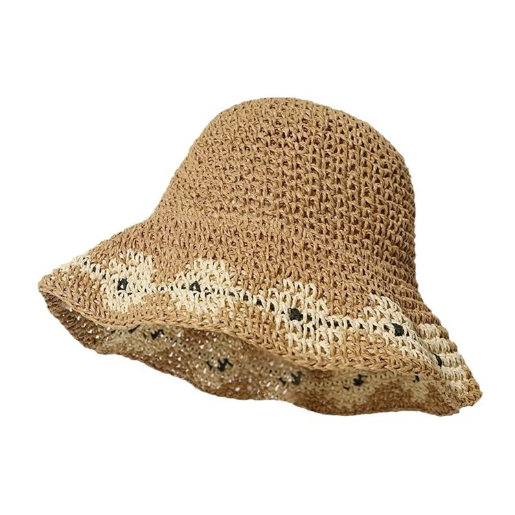 Simple Girl Wide Brim Floppy Summer Hats for Women Beach Panama Straw Weave Bucket Hat Femme Sun Shade Hat