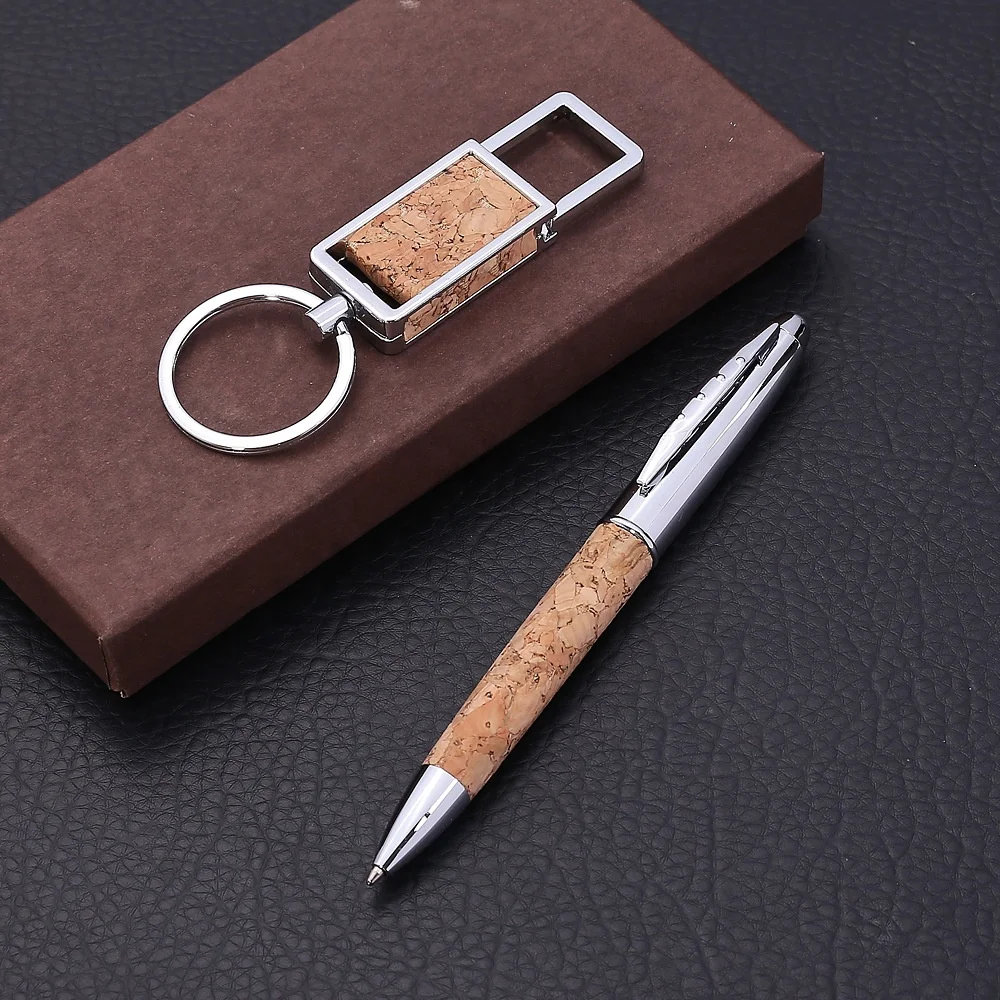 2022 Unique cork leather pen natural wooden cork ballpoint pen stationery grain recycled eco-friendly pens caneta