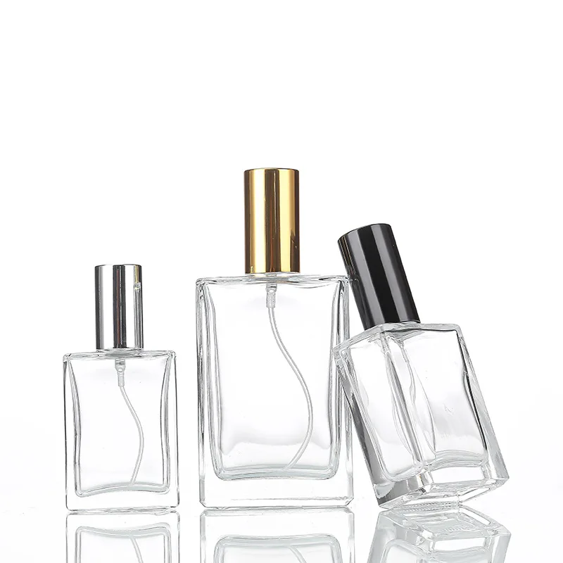 Flat square perfume bottle Square bottle Empty split spray screw glass bottle