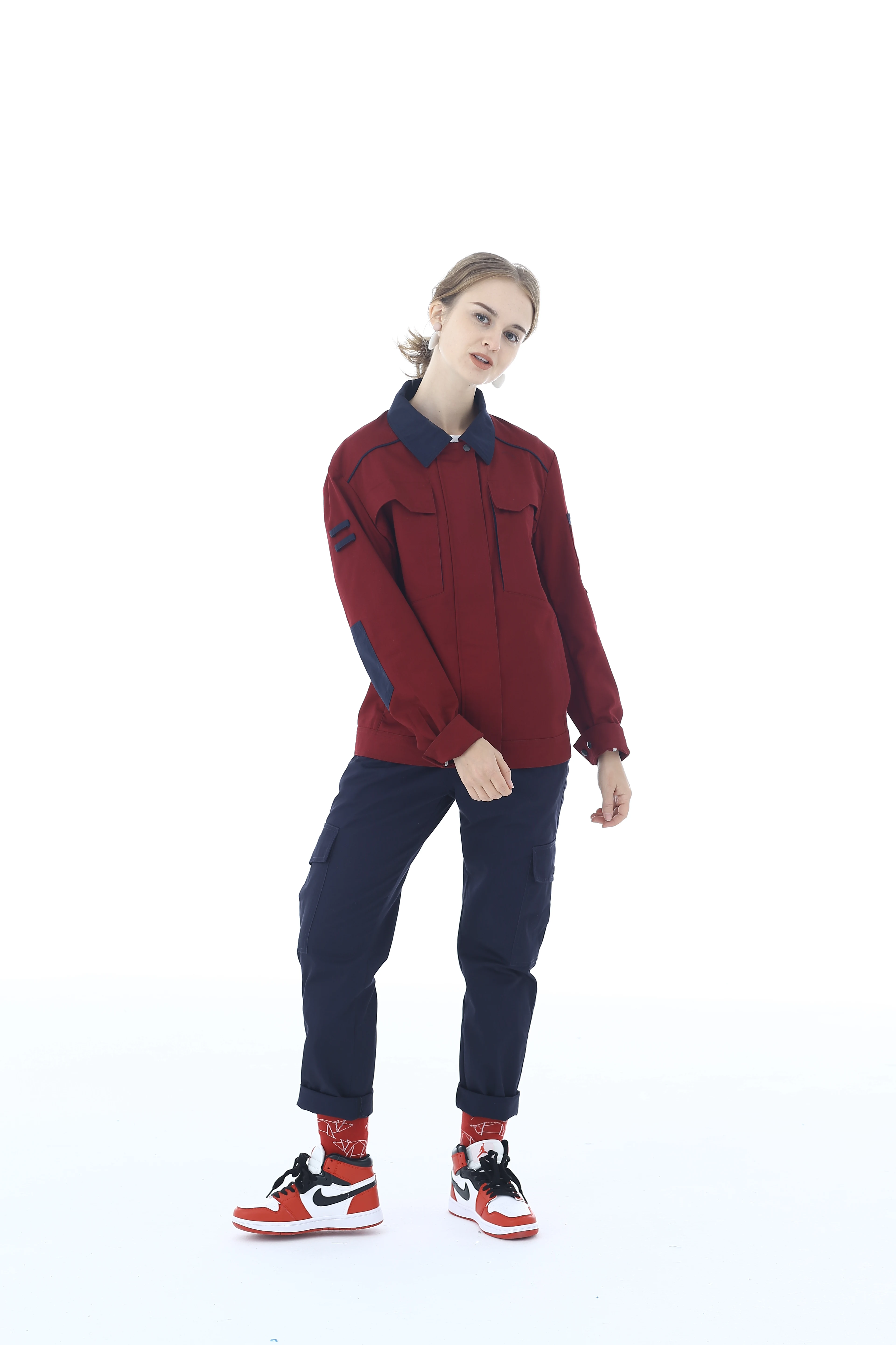 Factory Red and Black Long Sleeve with Anti Static Properties and Comfort Workwear