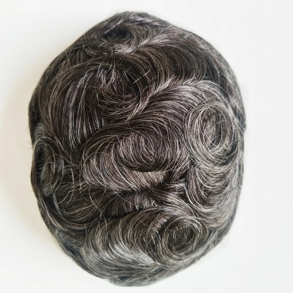 Q6 Wholesale Bleached Knot Natural Hairline Thicker Density Human Real Hair Replacement System Piece Full Swiss Lace Men Toupee