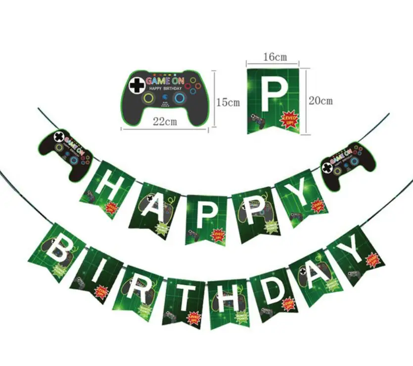 
Hot Sale Theme Set Happy Birthday Banner Kit For Boy Girl baby Bee Space Car Rainbow Game On Dinosaur Cutout Photo Letter 