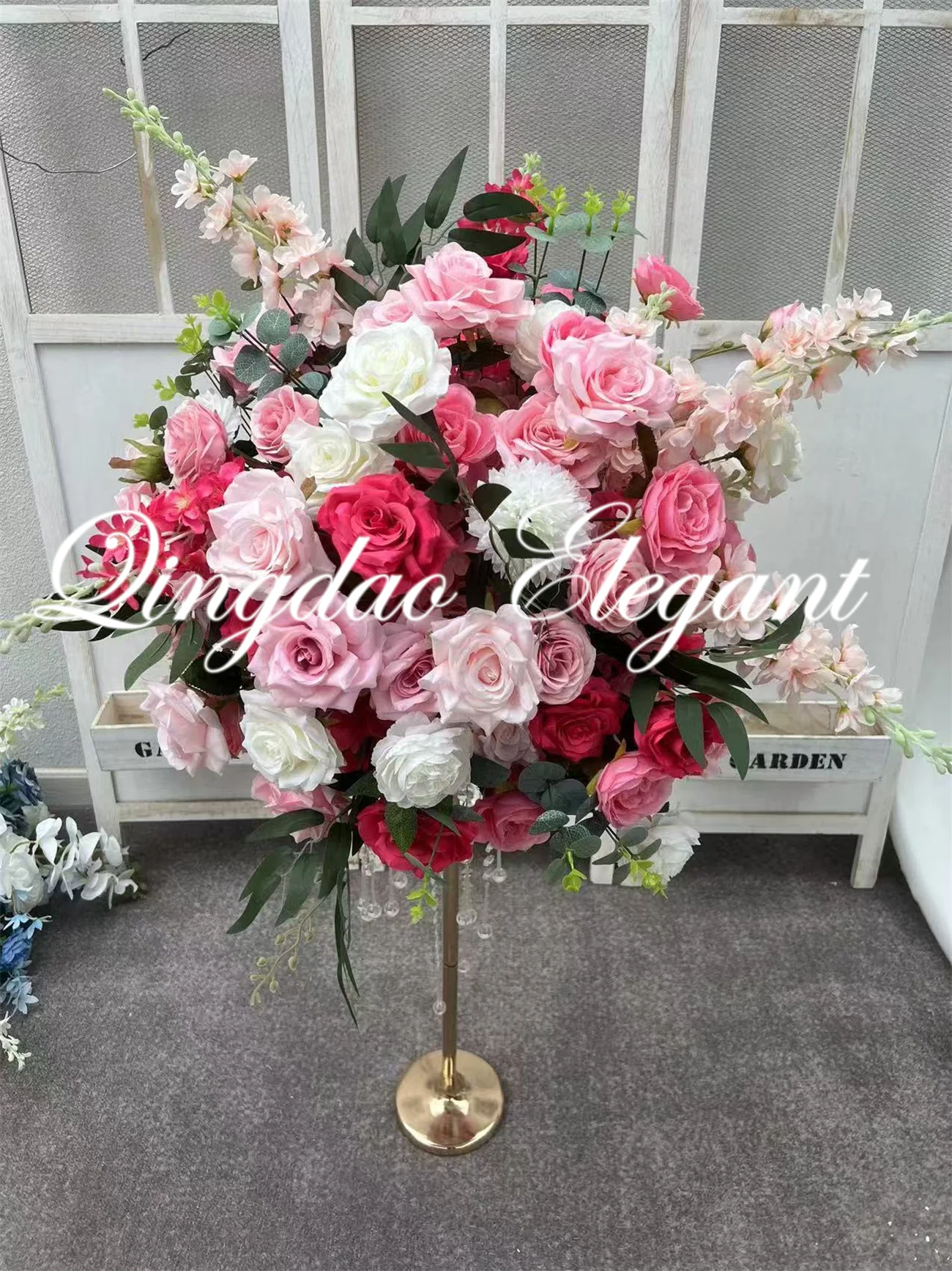 EG-VG278 New design 60cm Luxury wedding baby shower decorations artificial white baby royal dusty blue flower centerpieces