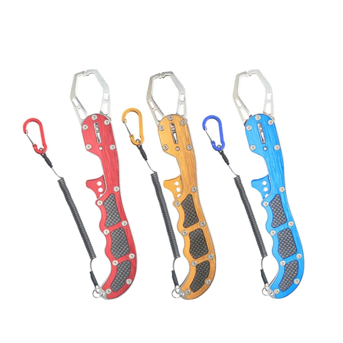 Stainless Steel Fishing Grips Fish Lip Grip Fishing Grabber Controller with Retention Rope Fishing Tool Tackle