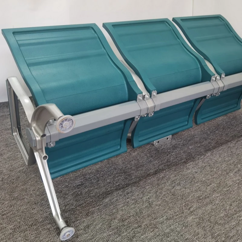 Aluminum alloy hands and feet 5 seats reception chair, light blue airport chair, hospital polyurethane (PU) waiting chair