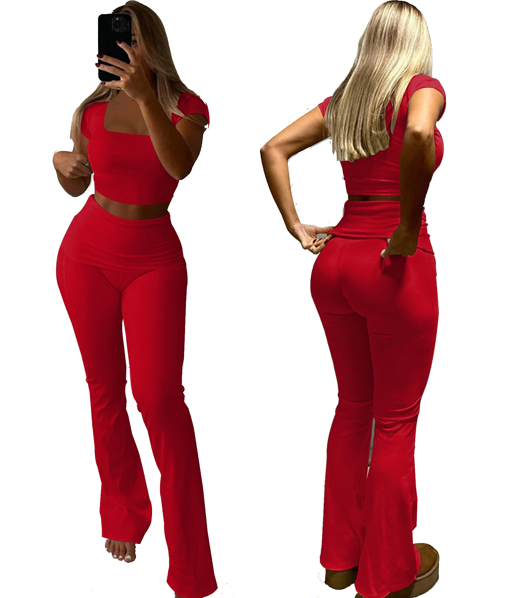 Custom Lounge Wear Ladies Wholesale Knitted Casual 2 Piece Set Women Short Sleeves Top And Legging Pajamas For Women Set