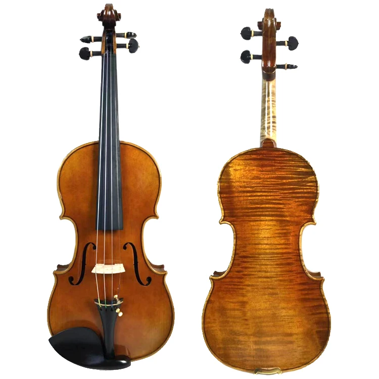 4/4 flame maple all handmade professional violin with oil painting & antique  yellow brown A whole board violin